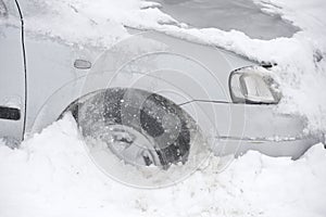 Car stuck in snow