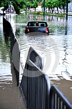 A car stuck in the water