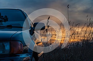 Car sunset