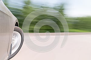 Car swerving blurred background