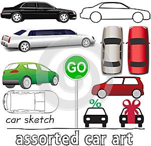 Car symbols auto transportation set