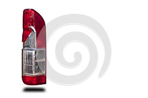 The car tail light was broken, broken, the old technology broke down. On the white background clipping part