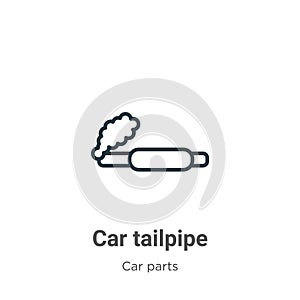 Car tailpipe outline vector icon. Thin line black car tailpipe icon, flat vector simple element illustration from editable car photo