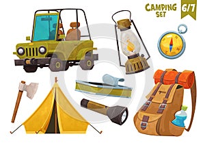 Car tent axe compas backpack flashlight camping set