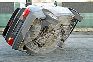 Car during tests of balance in an automobile race