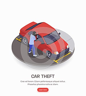 Car Theft Crime Illustration