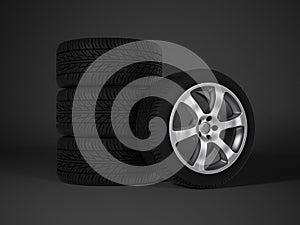 Car tire with aluminum alloy wheel