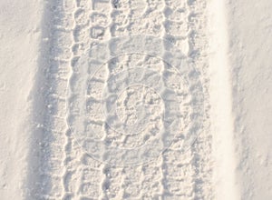 Car tire close up view on snow