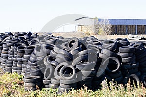 Car tire dump. rubber tyres