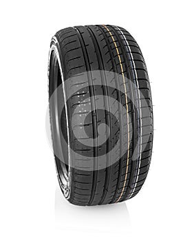 Car tire isolated on white background.