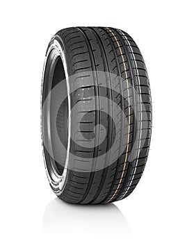 Car tire isolated on white background.