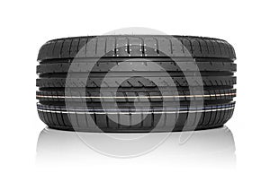 Car tire isolated on white background.