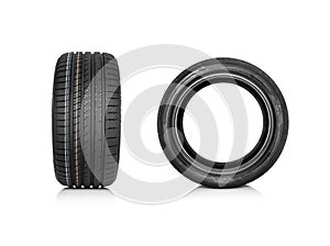 Car tire isolated on white background.