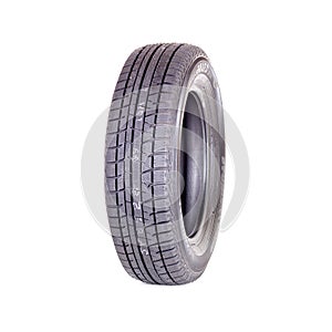 Car tire, new tyre Yokohama Ice Guard IG50 on white background isolated close up