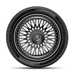 Car tire radial wheel metal alloy on isolated background vector