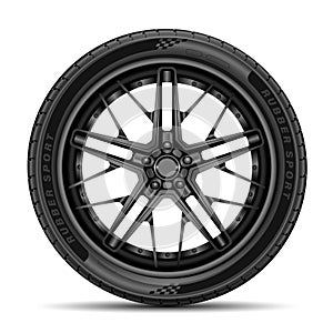 Car tire radial wheel metal alloy on isolated background vector