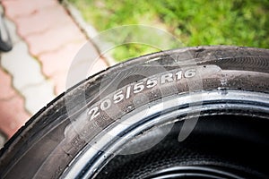 Car tire size for sale represents the dimensions and construction type of tyre show on background