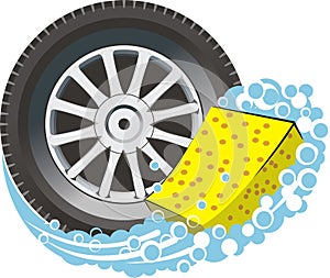 Car tire with sponge