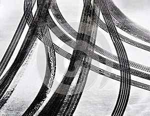 Car tire tracks photo