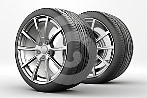 Car tire wheel isolated on white background created with generative ai technology