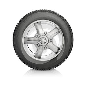 Car tire on a white background