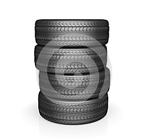Car tire on white background
