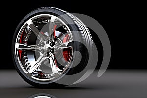 car tires with blank space chrome rims, ai generative