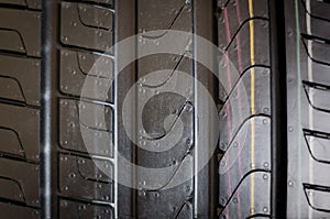 Car tires close-up