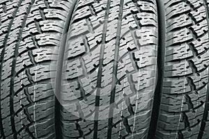 Car tires, close-up. Backgrounds and textures.