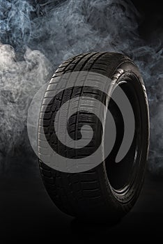 Car tires close-up winter wheel