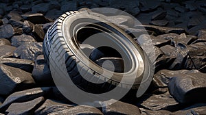 car tires on rock background, ai generated