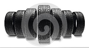 Car tires rubber on white background - 3d rendering