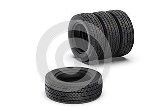 Car tires for wheels. Image set of car tires isolated on white background