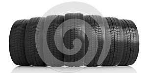 Car tires on white background. 3d illustration
