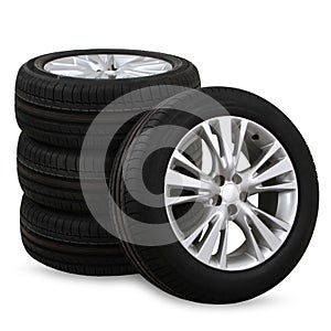 car tires on a white background photo