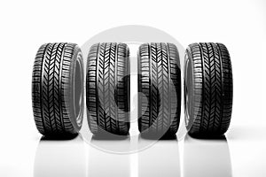 Car tires on white background Generative AI