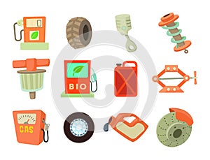 Car tools icon set, cartoon style photo