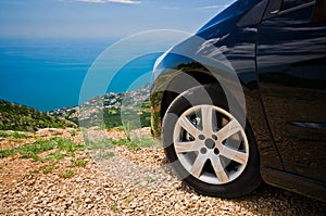 Car on the top of the moutain