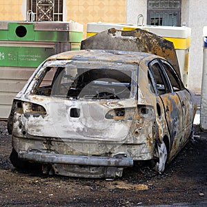 A Car Totally Destroyed by Fire