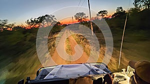 Car with tourists on a safari at Kruger national park, South Africa