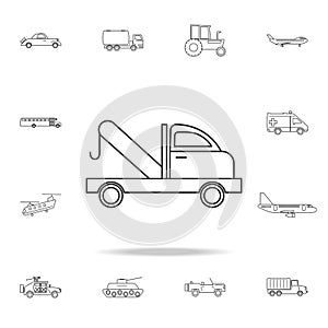 car tow service icon. Detailed set of transport outline icons. Premium quality graphic design icon. One of the collection icons fo