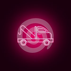 car tow service neon icon. Elements of Transport set. Simple icon for websites, web design, mobile app, info graphics