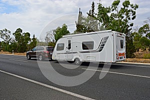 Car Towing A Caravan