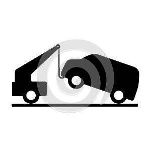 Car towing, traffic sign no parking, tow away zone sign icon isolated vector illustration