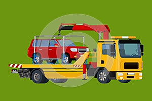 Car towing truck, evacuator Online, roadside assistance , Business and Service Concept, Flat 3d vector isometric