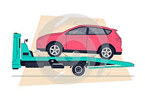 Car towing truck, evacuator or roadside assistance