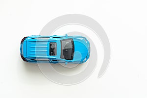 Car toy diecast on the white background , Top view(clipping path)