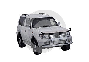 The car Toyota Land Cruiser Prado white on a white background