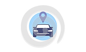 Car tracking map icon, location pin, logotype web website app button vector illustration