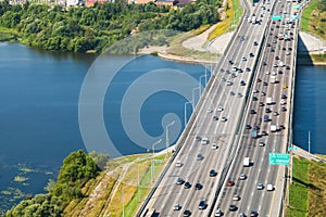 Car traffic on bridge over Moscow River